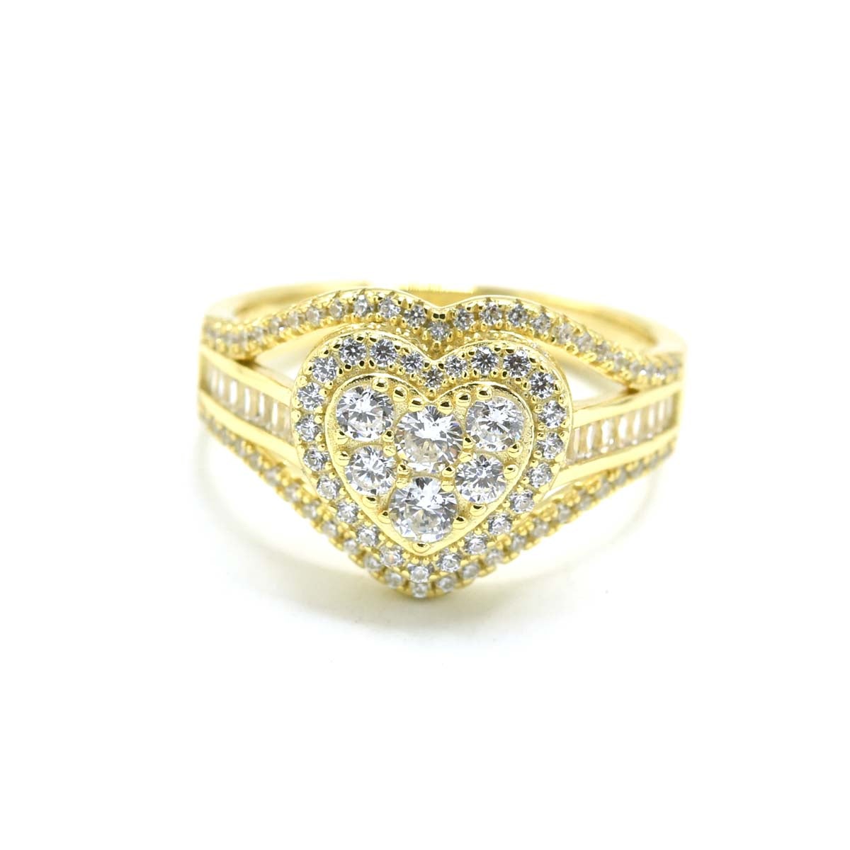 anillo de corazon de plata 925 banado en oro 14 k