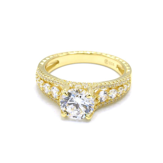 anillo de compromiso de plata banado en oro 14 k